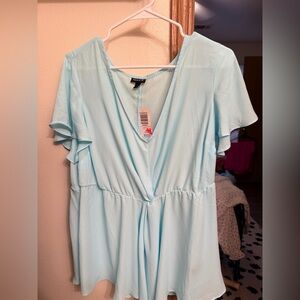 Torrid Sky Blue Flutter Sleeve Blouse